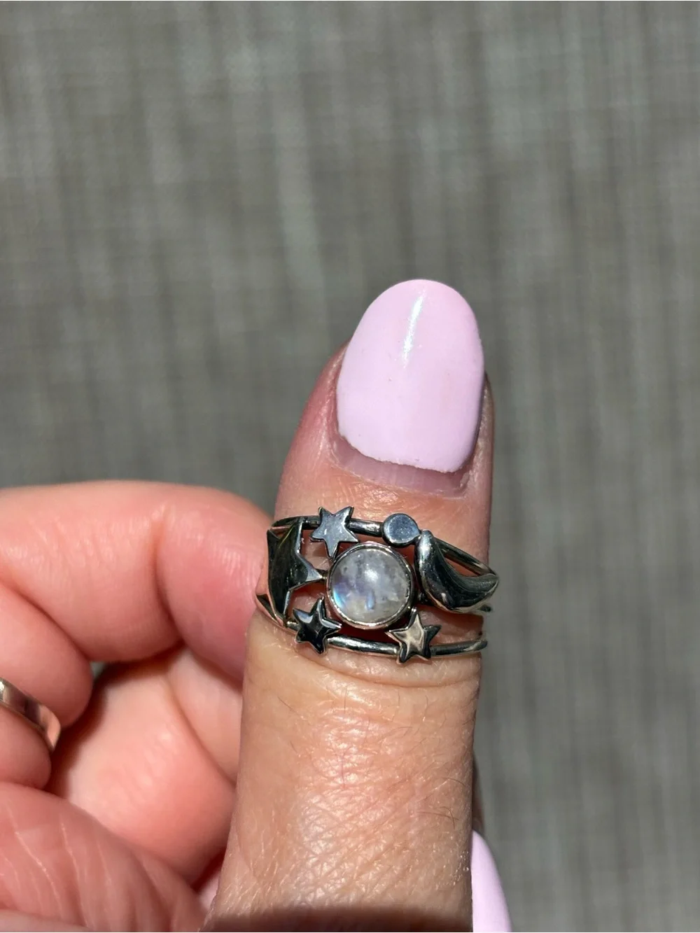 Sterling Silver Moonstone Celestial Ring - Women's Jewelry Size 7.75-8
